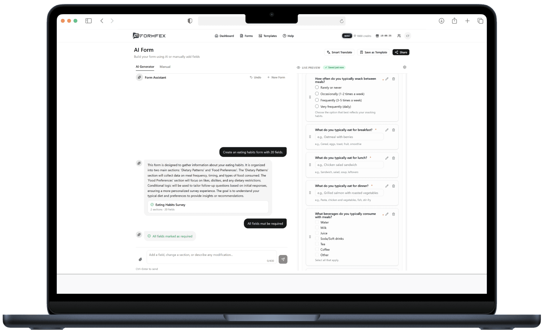 Formfex dashboard preview